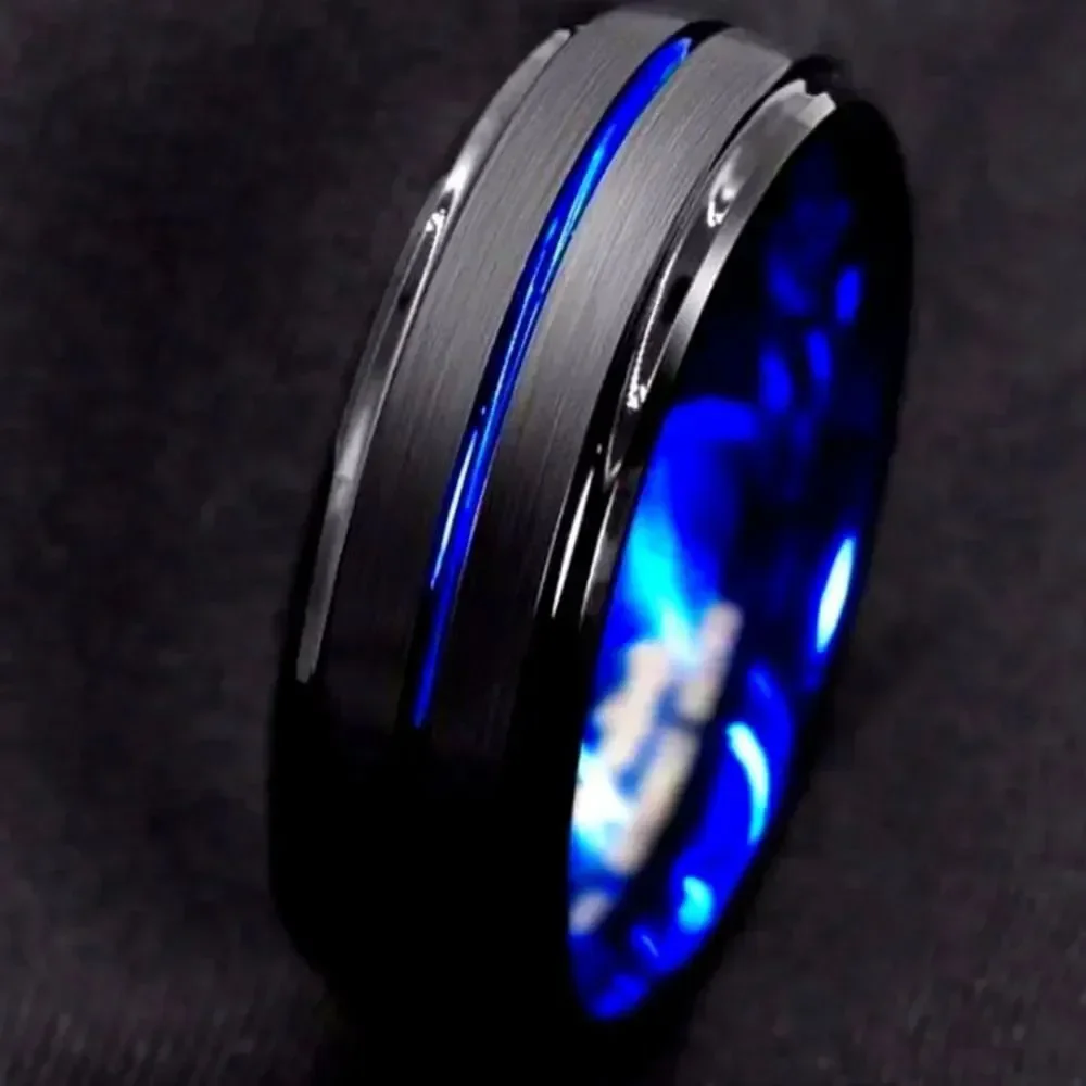 Black & Blue Tungsten Ring